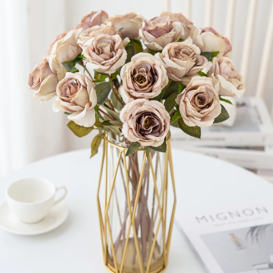 Artificial Flowers Silk Roses Wedding Bridal Bouquet Festival Outdoor Garden Home RoomTable Decor DIY Gift Box Hotsale Scrapbook