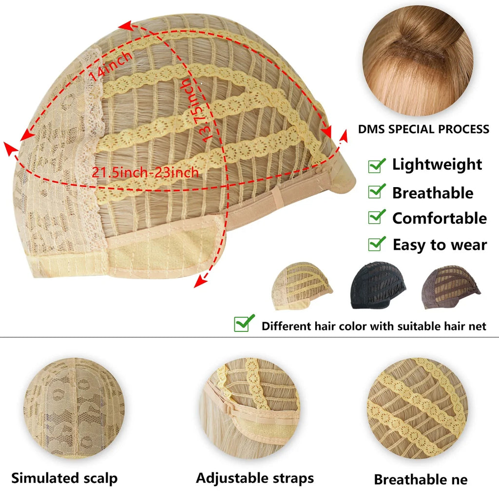 7JHH WIGS Short Bob Wig Ombre Blonde Wig for Women Daily Party Natural Synthetic Hair Wig with Bangs Heat Resistant Fiber