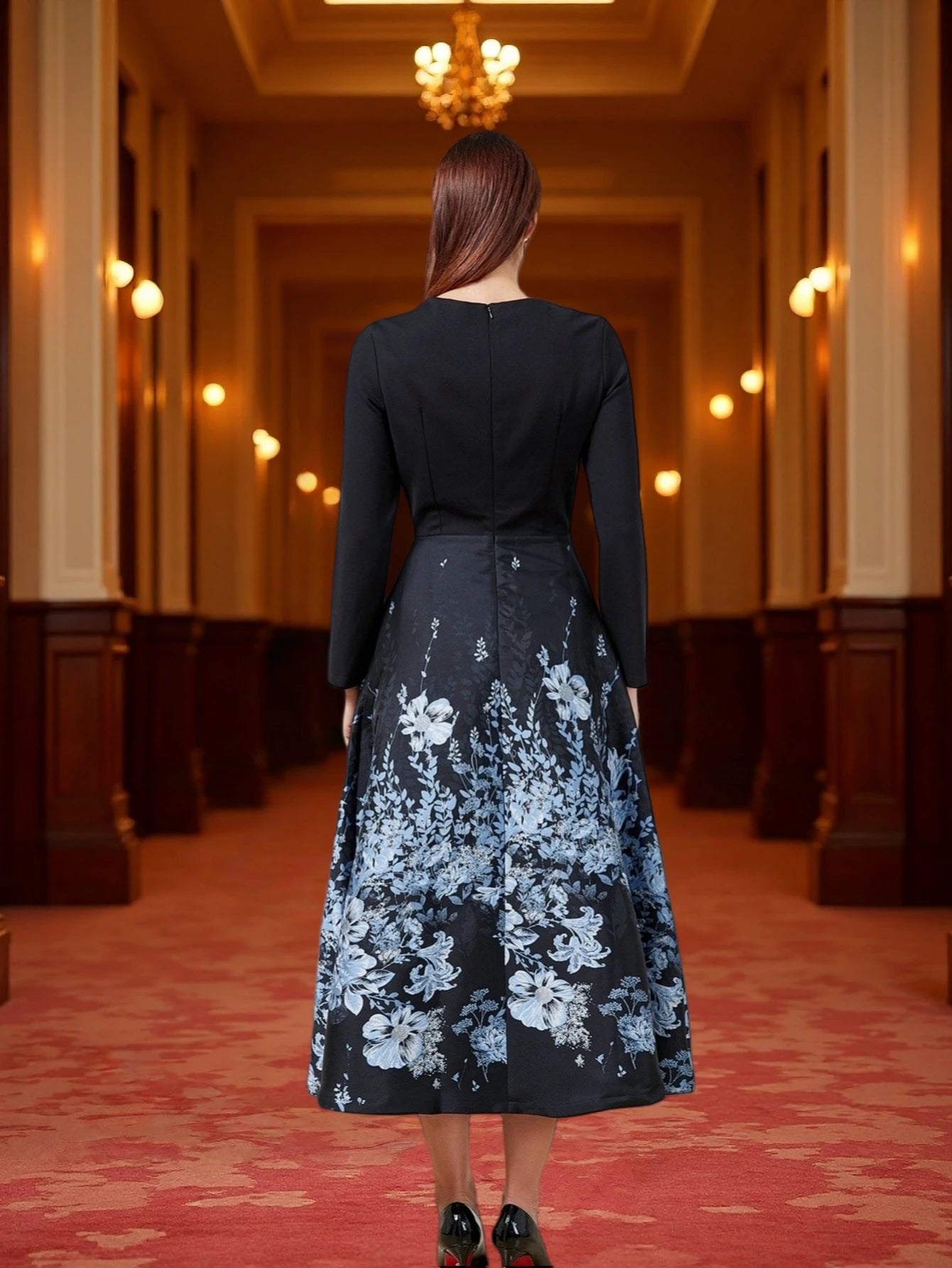 Women Luxury Long Maxi Jacquard Dress Ladies Floral Elegant Dresses New Year Ball Gown Casual Evening Party Maxi Clothing