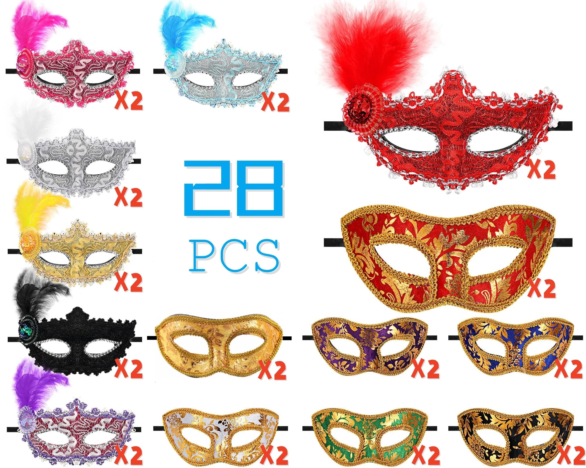 14-56pcs Mardi Gras Masks Masquerade Mask Vintage Antique Masks 14 Stlyes Venice Mask For Carnival Party Club Cosplay Favor
