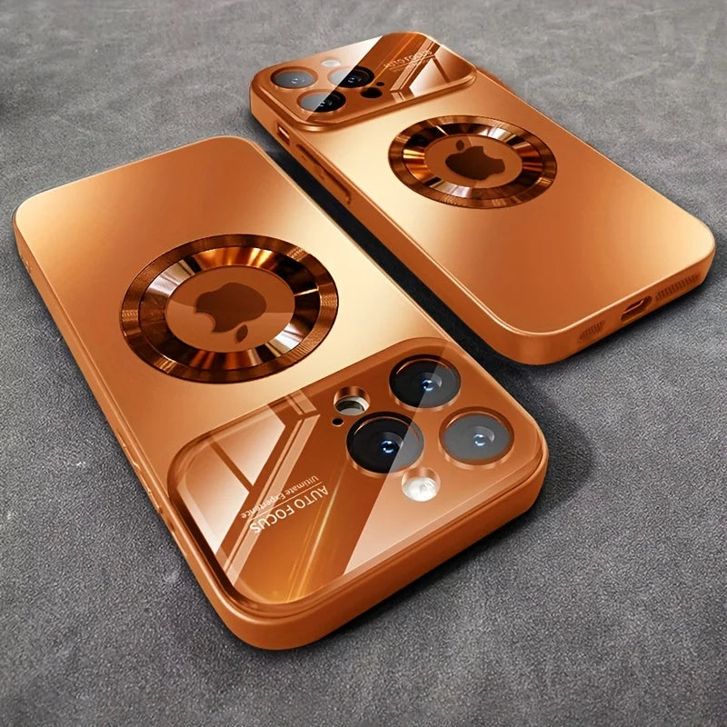 Luxury Glass Camera For Magesafe Magnetic Wireless Charge Case For iPhone 17 16 15 14 13 12 11 Pro Max Air Plus Shockproof Cover