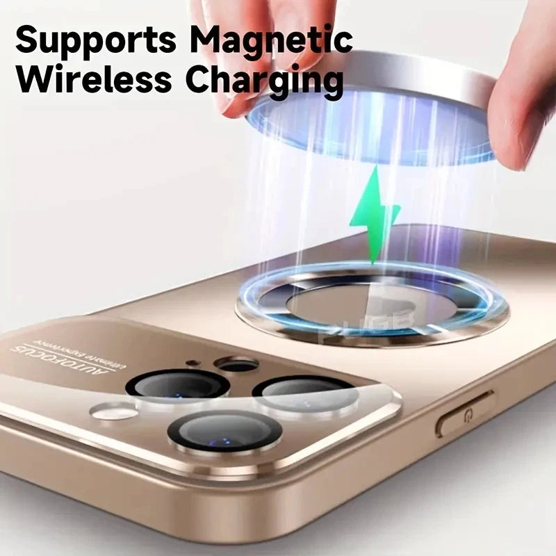 New Titanium Magnetic Phone Case for iPhone 17 16E 16 15 14 11 13 12 Pro Max Matte Wireless Charging Protection