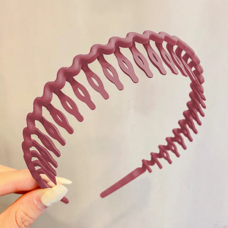 Elegant Solid Color Wave Hairbands For Women Trendy Toothed Non-slip Hair Combs Hair Accessories Girl Face Wash Sports Headbands
