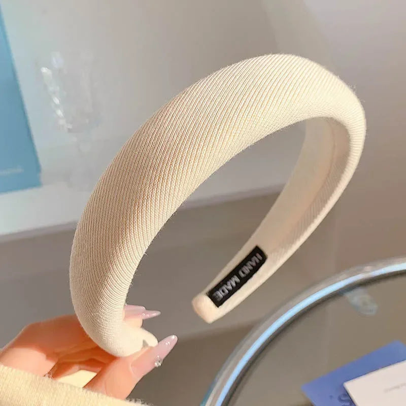New Korean Style Sponge Headband for Women Elegant Gold Label Blue Wide Brimmed Hair Band Fashion Girl Face Wash Hair Hoop