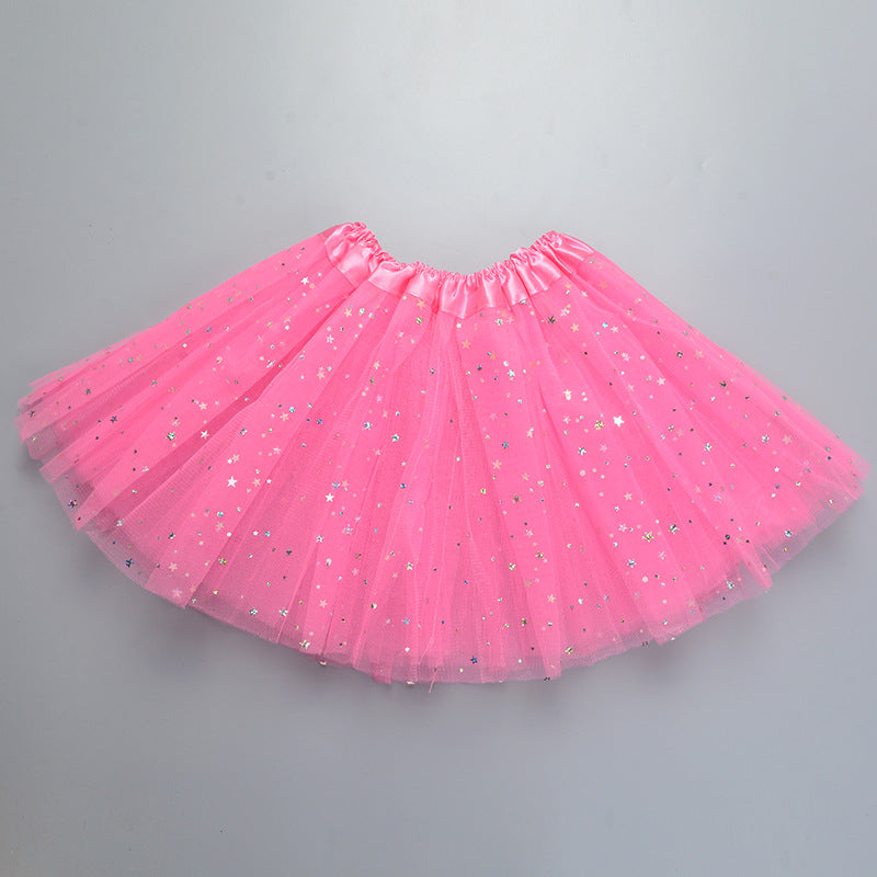 Wholesale  Girls Tulle Star Short Tutu Skirt Children Fancy Ballet Dancewear Party Costume Ball Gown Mini Skirt