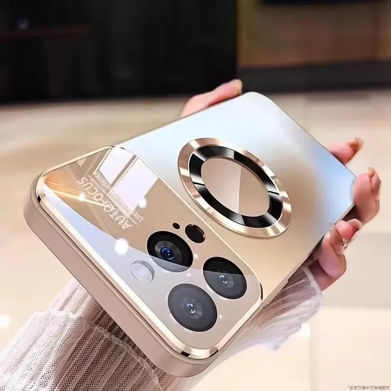 Luxury Titanium Metallic Color Matte Magnetic Case for iPhone 17 16 Pro Max 15 14Plus 13 12 11 For Magsafe Wireless Charge Cover