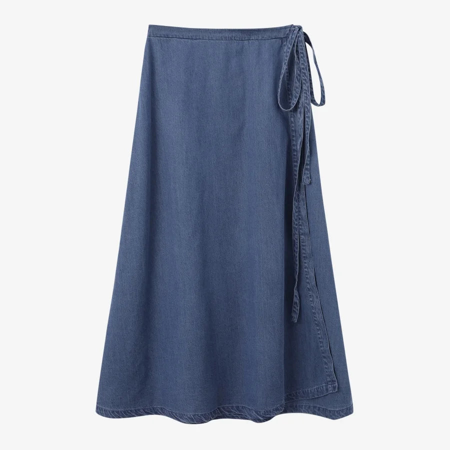 AS AW25 denim one pieces  wrap skirts adjustable waist woman clothing