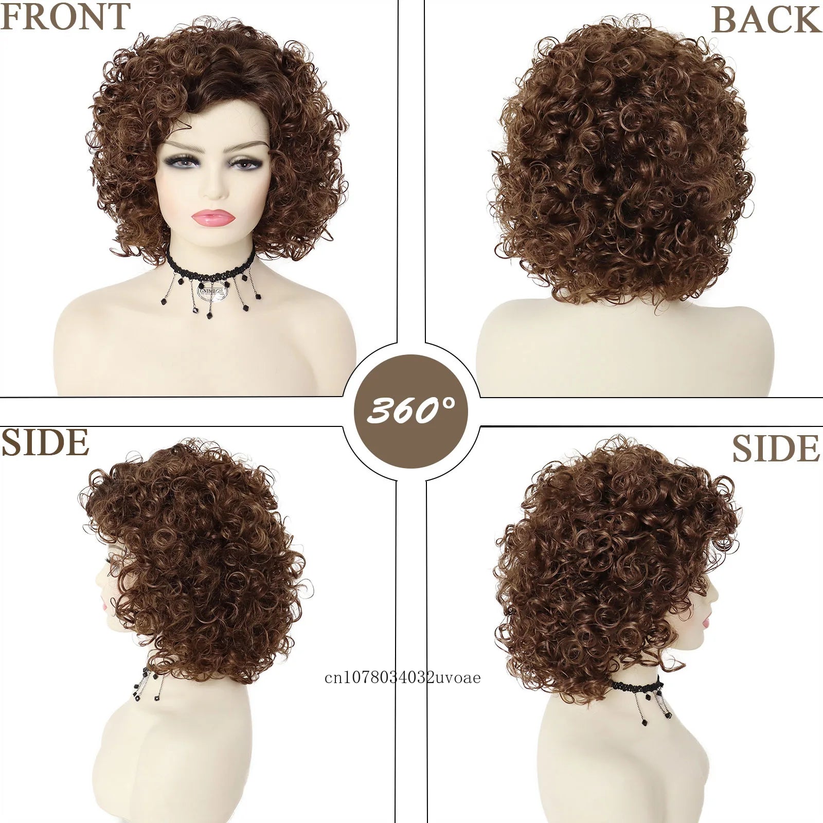 Synthetic Afro Curly Short Wigs for Women Dark Brown Wig with Bangs Sandy Grease Wig Ombre Wigs Halloween Costume Wig Cosplay