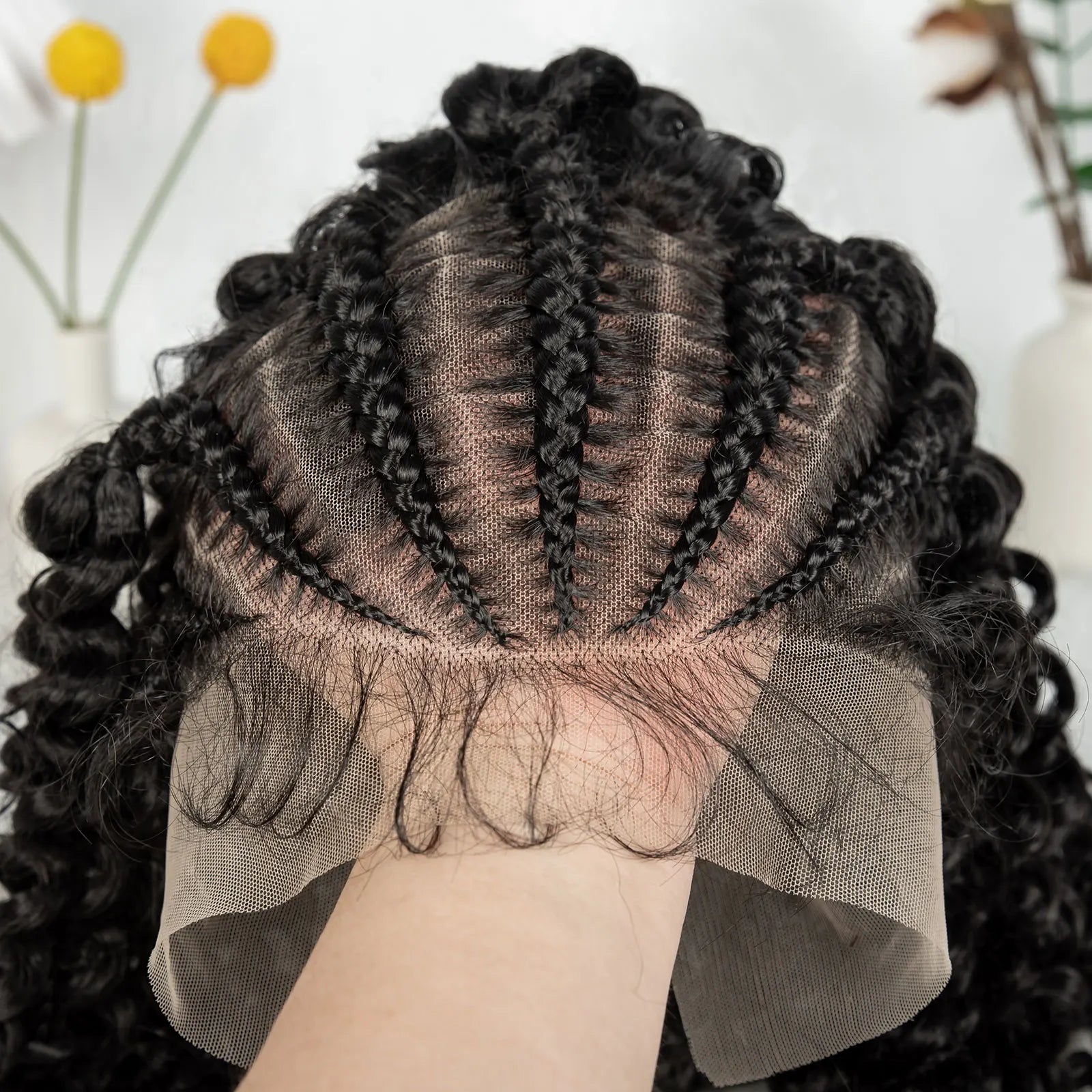 KIMA New Style Braided Wig with Water Wave 13x6 lace Cornrow Wig Partition Design With Curly Hair and Baby Hair for Black Women