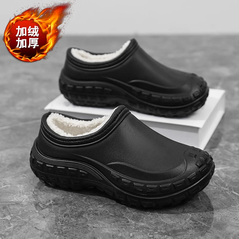 Men's and women's winter shoes lightweight waterproof, non slip cotton shoes plush warm outdoor cotton slippers black snow shoes