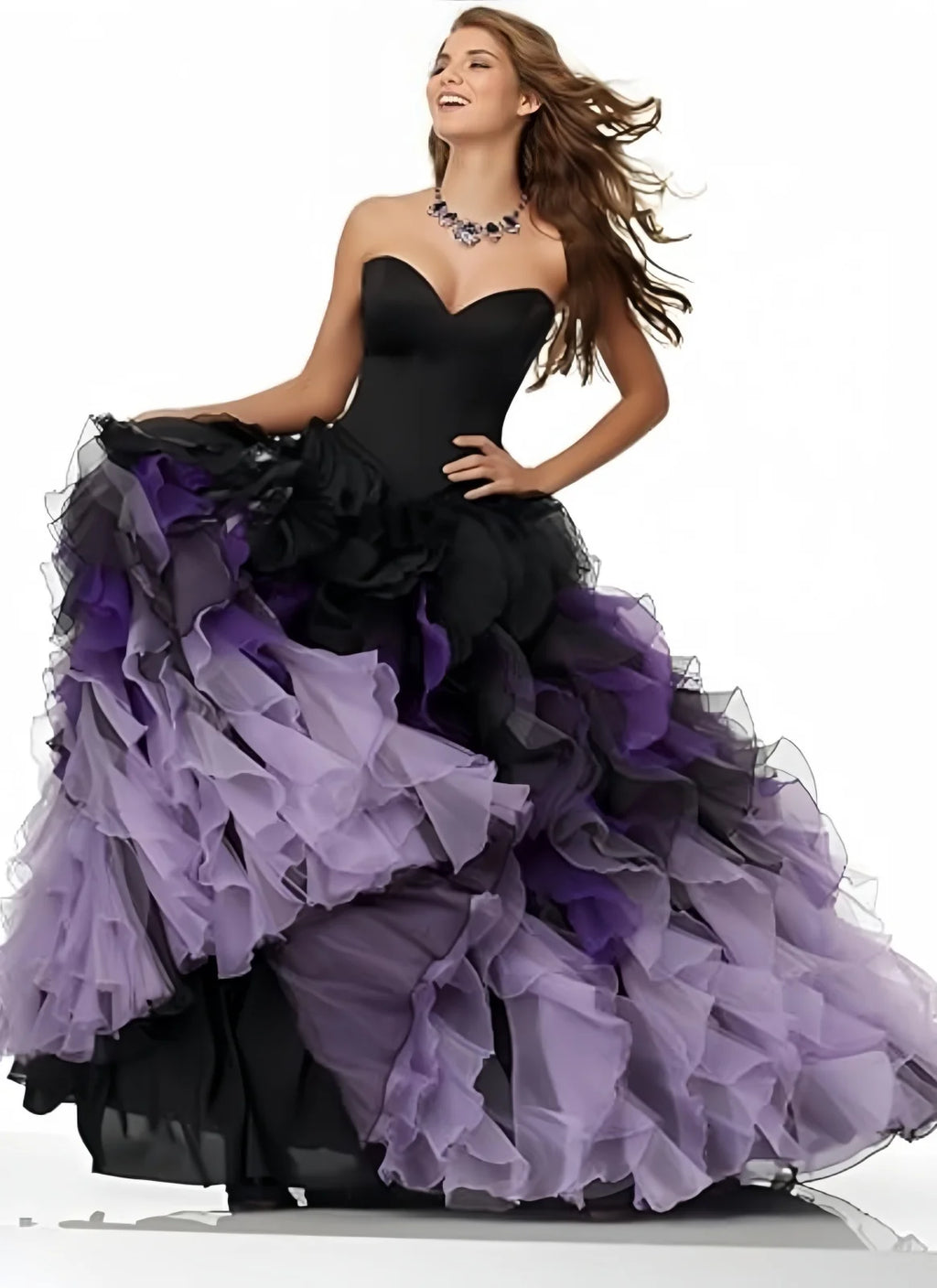 Organza Quinceanera Dress Strapless Ruffles Prom Dresses Ball Gown Long Puffy Sweetheart Ombre Wedding Cocktail Dress