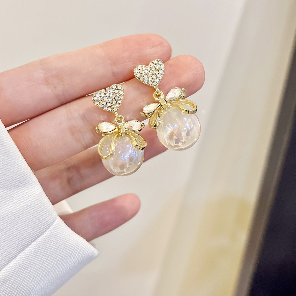 Korean Style Oval Water Drop Stone Ear Clip Earrings Baroque Pearl Rhinestone Ear Clip Earrings Without Piercing for Women