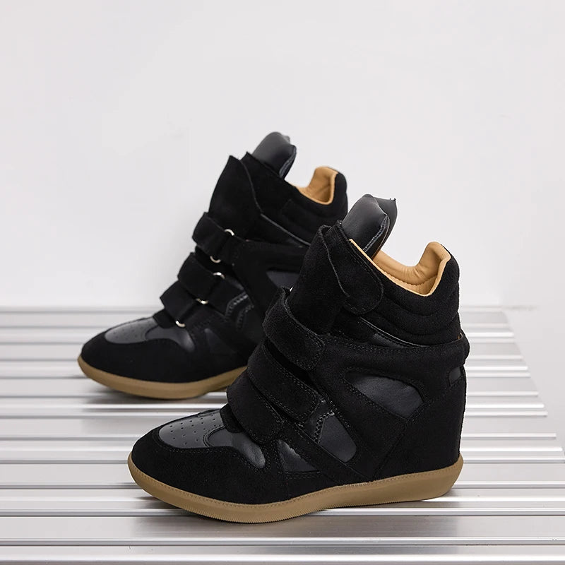 AIYUQI Women’s Ankle Boots 2026 New Genuine Leather 8CM Hidden Heel Women’s Platform Casual Sneakers Women