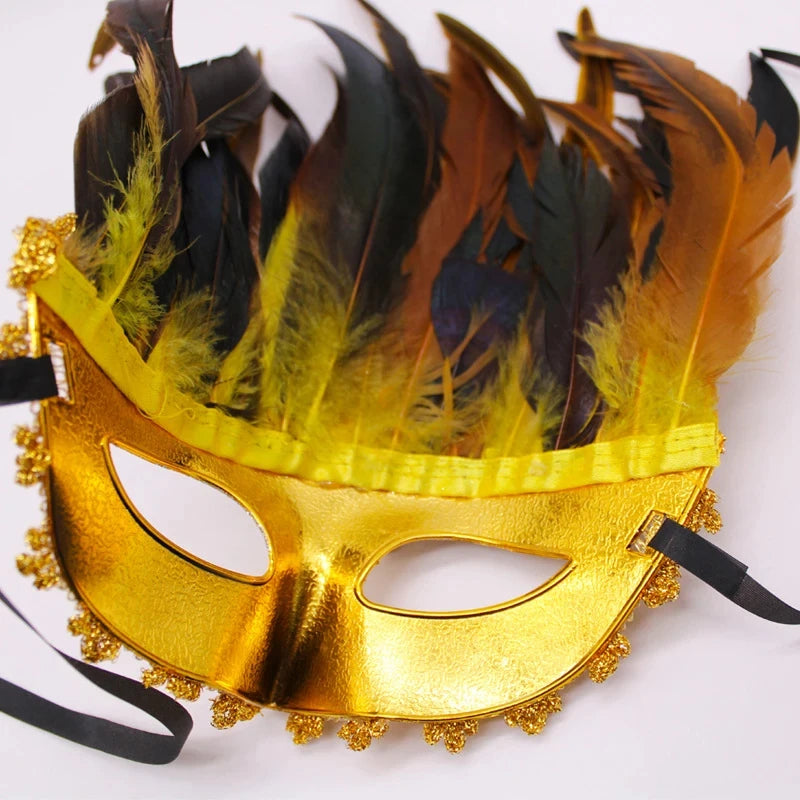 Venetian Masquerade Party Mask Feather Masks Halloween Indian Cosplay Costumes Women Eye Mask Bar Nightclub Half Face Mask