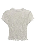 Chic Black Lace See Through Top Lady Fashion Half-high Collar Full Sleeve Cropped Blouse 2026 Spring Women Party Street Outwear
