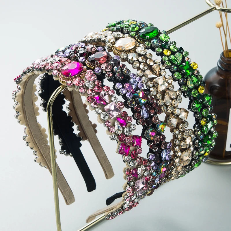 Baroque Retro Court Headband, Popular Design With Rhinestone Crystal Hair Band, Korean Style Face Wash Hair Accessories