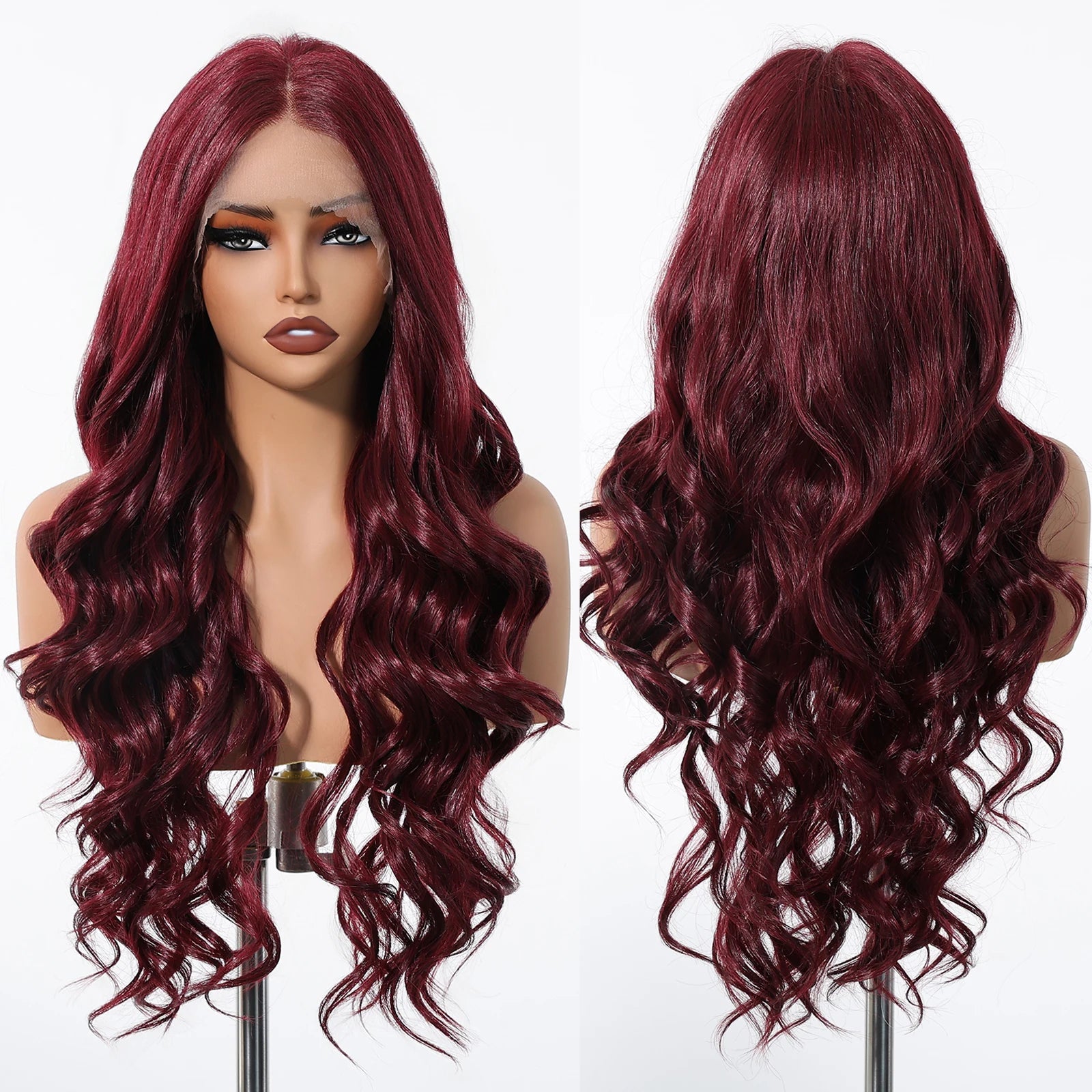 Gray White Highlight Synthetic Wigs 13*6 Transparent Swiss Lace Frontal Wigs Body Wave Long Curly Wigs for Women Elder Mommy Wig
