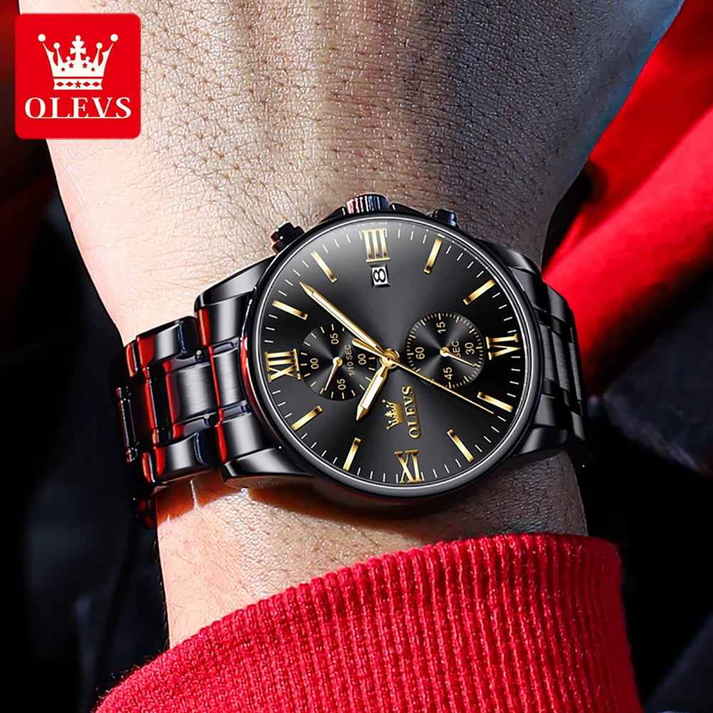 OLEVS 2886 Mens Watch Business Luxury Quartz Watch Waterproof Luminous Watch For Man  Multifunctional Chronograph Watch Original