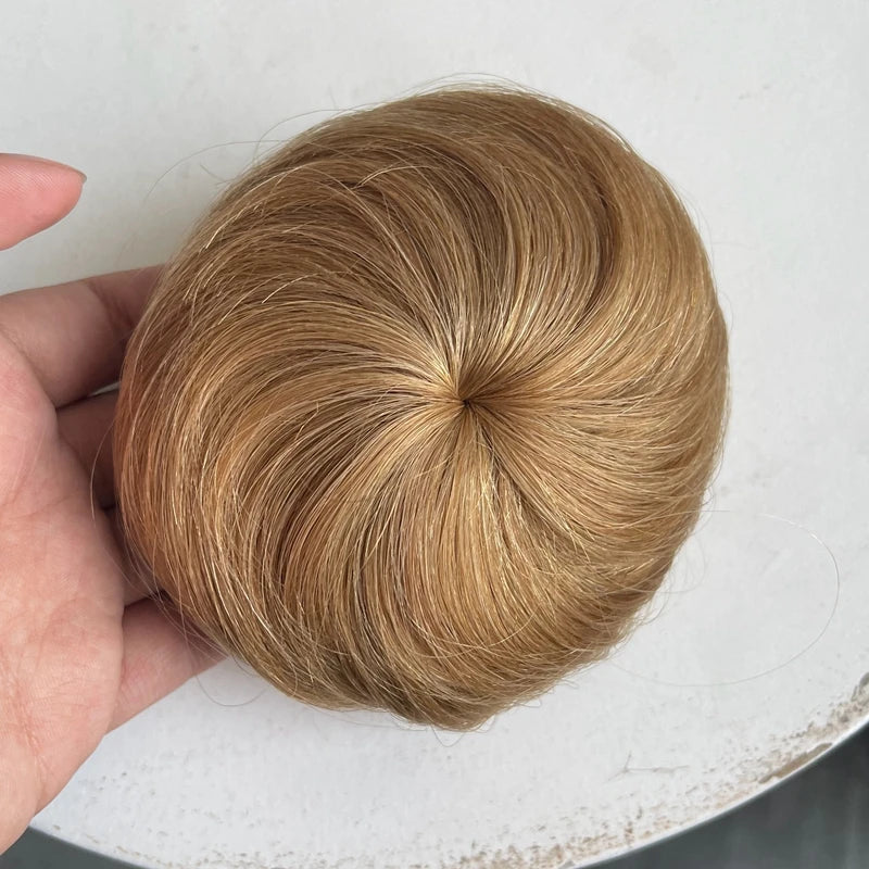 Hair Bun Human Hair Drawstring Hair Bun Wig Flexible Brown Blonde 6Inches Chignons Ponytail Hairpieces For Thinner Hair