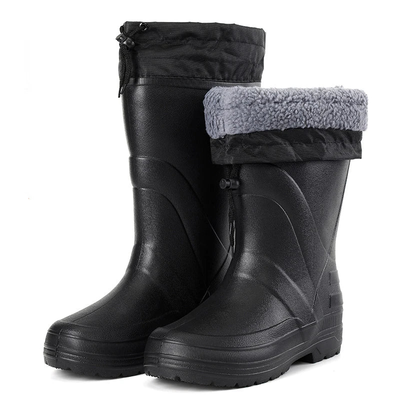 Winter Rain Shoes for Men EVA Non-slip Men Snow Boots Plush Warm Waterproof Shoes Comfortable Platform Men Work Shoes Plus Size