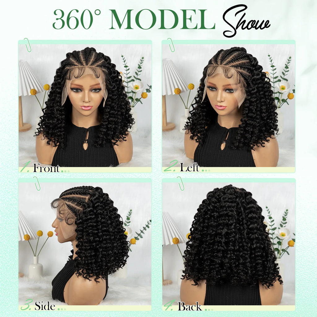 KIMA New Style Braided Wig with Water Wave 13x6 lace Cornrow Wig Partition Design With Curly Hair and Baby Hair for Black Women