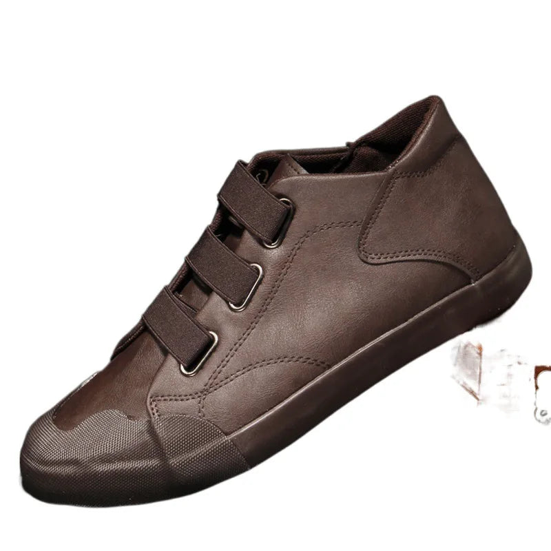 2026 New Men's Leather Casual Shoes Breathable Trend Pu Leather Men Wear-Resistant Designer Sneakers British Wild Simple Flats