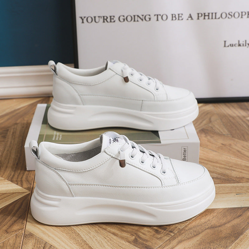 Fujin 4.5cm Genuine Leather Women Shoes Platform Flats Breathable Women Mesh Shoes White Sneakers Spring Autumn Summer Shoes
