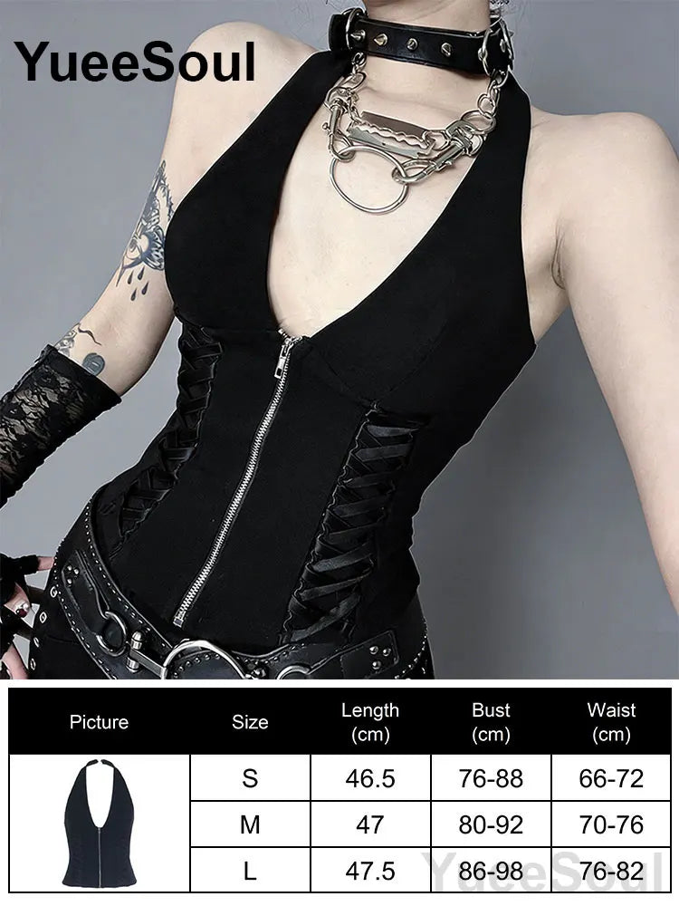 Gothic Crop Tops Black Spaghetti Strap Mesh Slim Corset Tops 2026 New Goth Punk Grunge Fairy Core Sexy Y2K Halloween Clothing