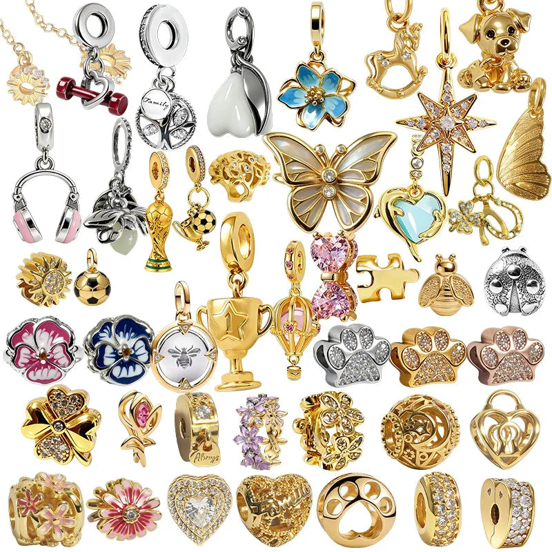New Original Charms Bead,Graduation Cap&Pink Snail Charm&Pink Pansy Flower Charm Bead Fit Pendant Bracelet Women Jewelry Gif