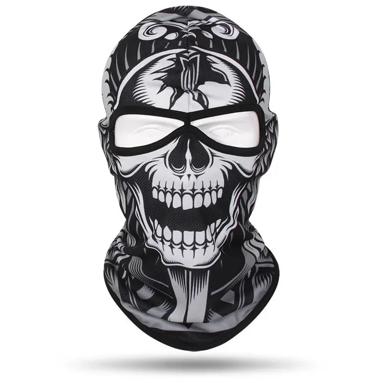 2 Holes Skull Balaclava Outdoor Motorcycle Riding Face Mask Windproof Caps Rider Head Cover Ski Masks MTB Bicycle Headgear