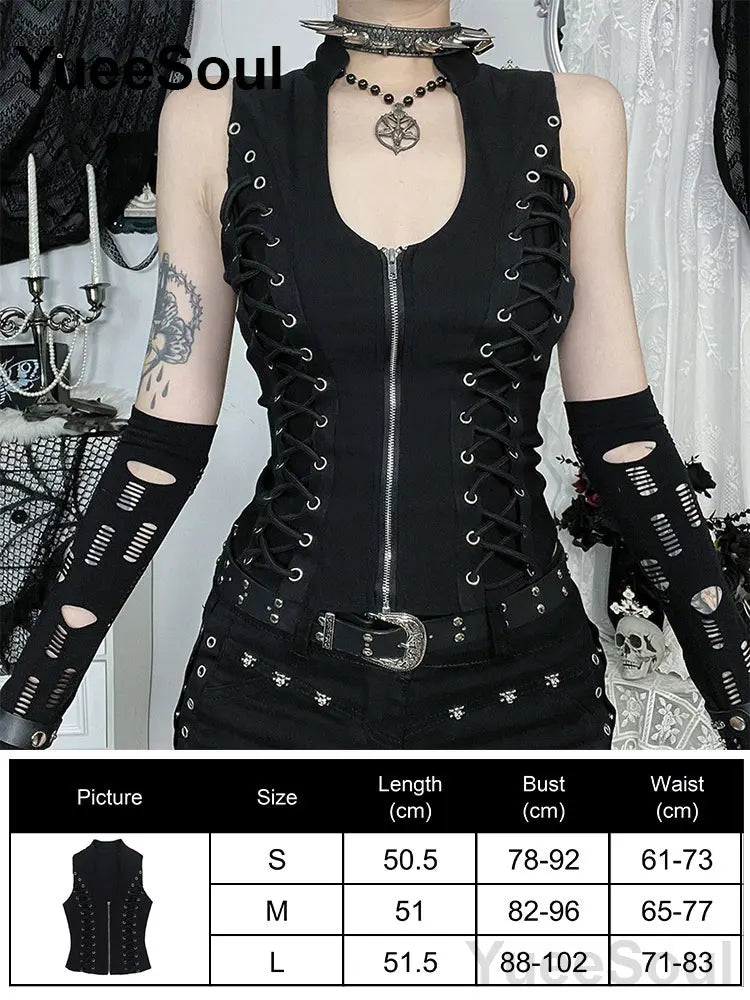 Gothic Crop Tops Black Spaghetti Strap Mesh Slim Corset Tops 2026 New Goth Punk Grunge Fairy Core Sexy Y2K Halloween Clothing