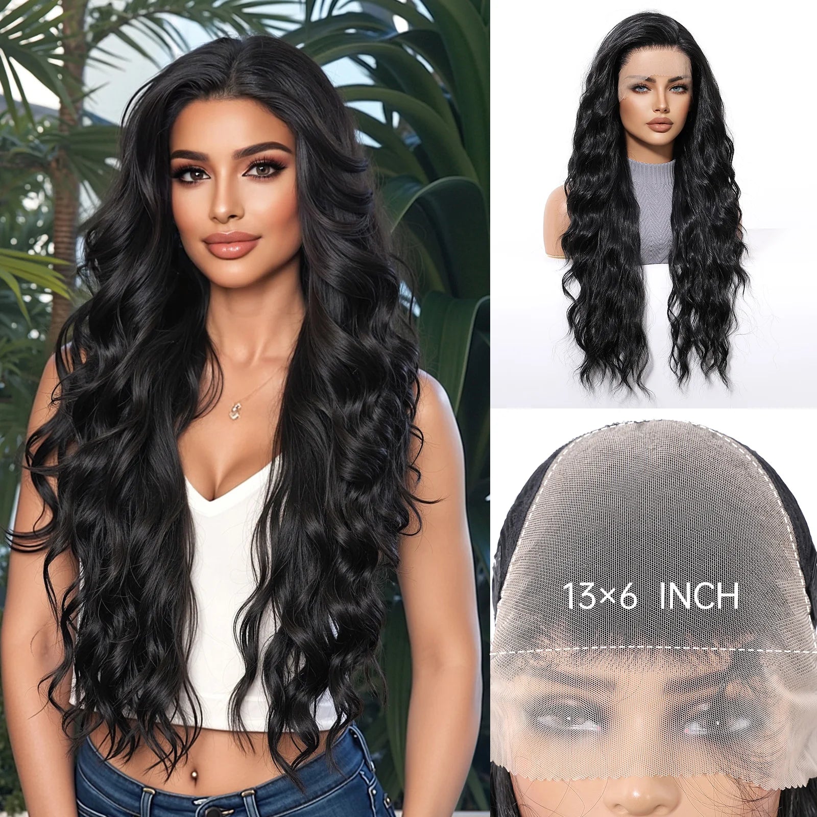 HENRY MARGU Brown Blonde Highlight Synthetic Wigs 13*6 Lace Front Long Wavy Fake Hair for Women Realistic Natural Wig Daily Use