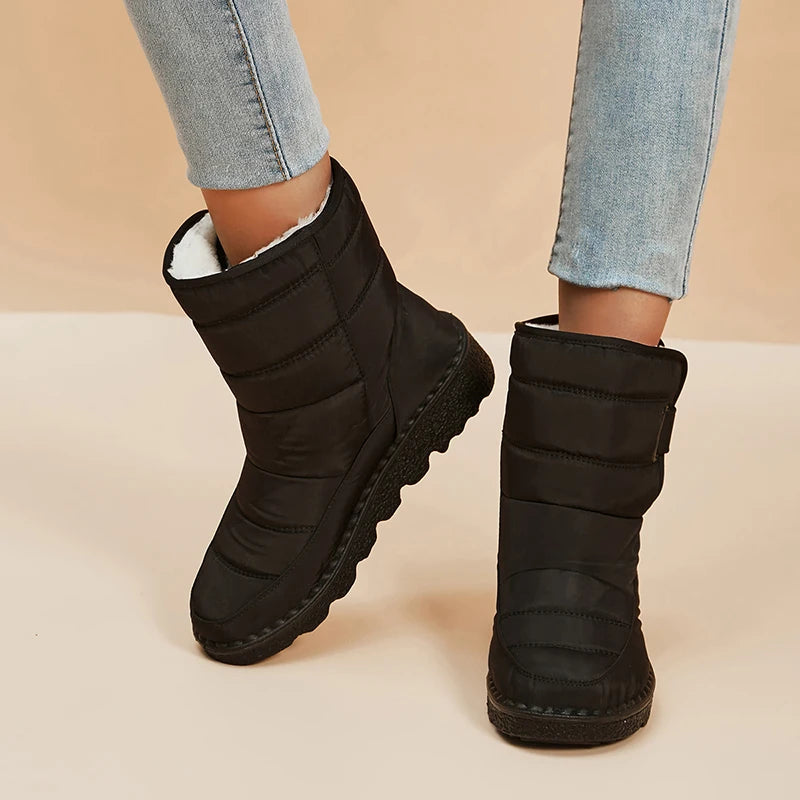 Waterproof Snow Boots for Women 2026 Non-slip Warm Winter Shoes Woman Thicken Plush Platform Ankle Boots Cotton Padded Shoes