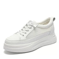 Fujin 4.5cm Genuine Leather Women Shoes Platform Flats Breathable Women Mesh Shoes White Sneakers Spring Autumn Summer Shoes