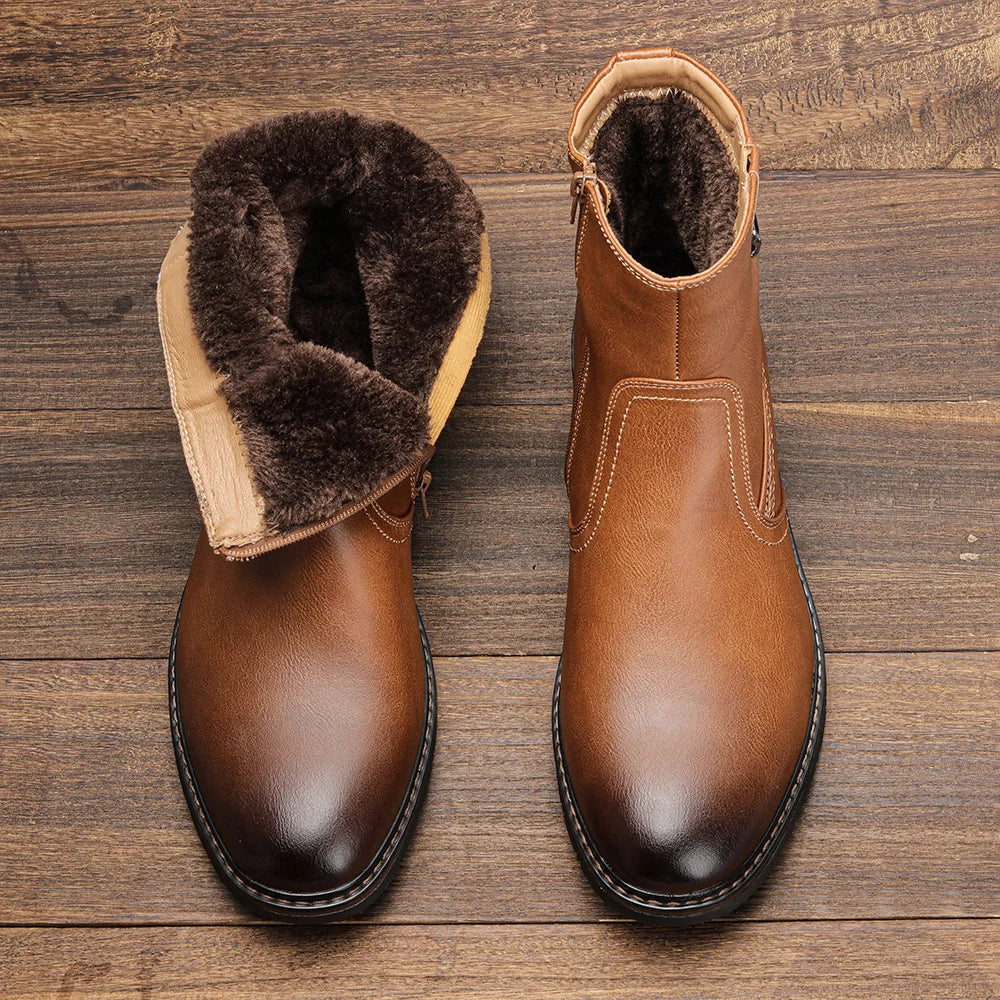 Men Winter Boots Vintage Ankle Warm Men's Winter Shoes #5278