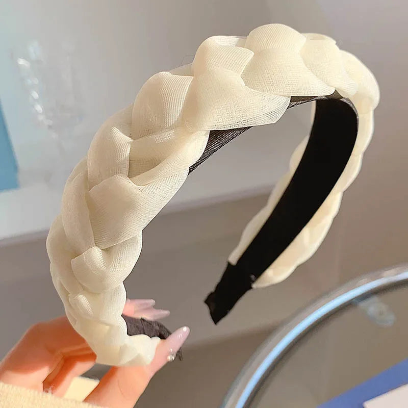 New Korean Style Sponge Headband for Women Elegant Gold Label Blue Wide Brimmed Hair Band Fashion Girl Face Wash Hair Hoop