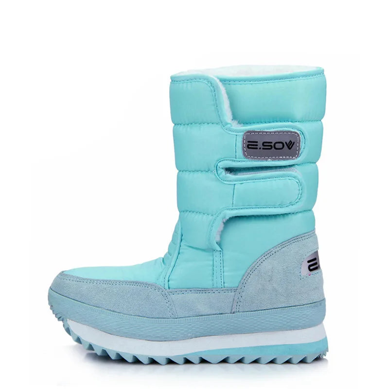 Winter Thick Women's Snow Boots Warm Plush Mid-calf Boots Non Slip Waterproof Platform botas invierno mujer Casual White Shoes