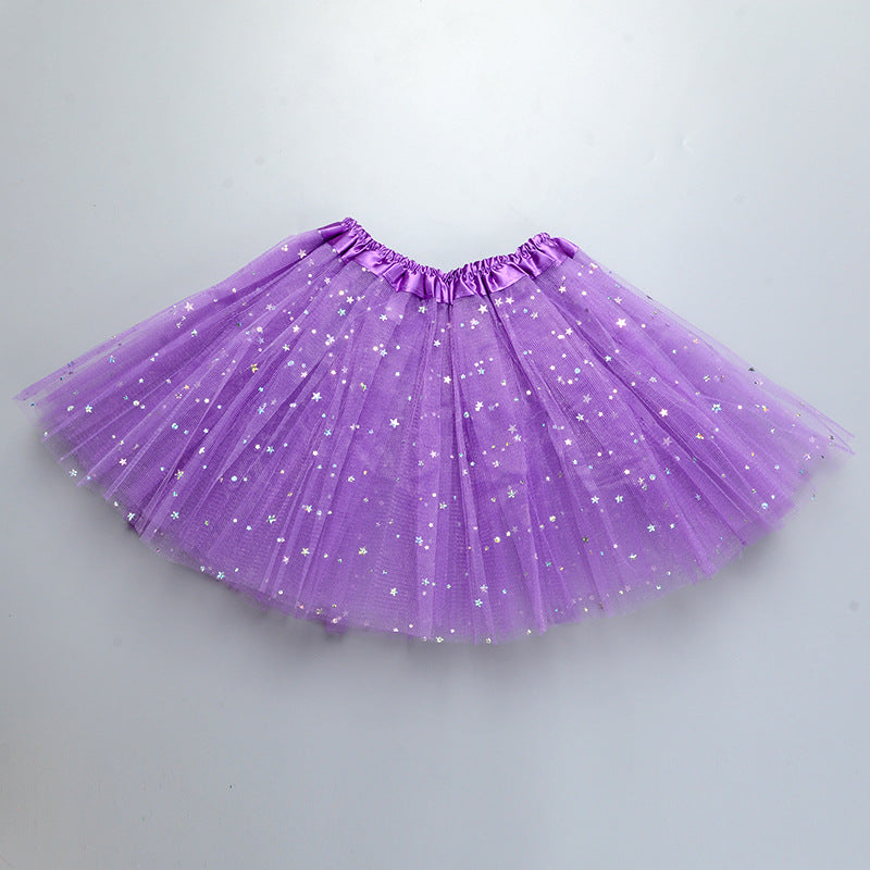 Wholesale  Girls Tulle Star Short Tutu Skirt Children Fancy Ballet Dancewear Party Costume Ball Gown Mini Skirt