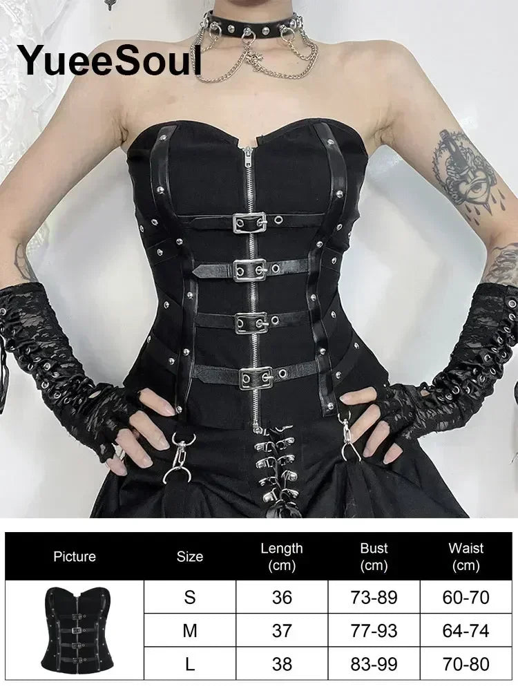 Gothic Crop Tops Black Spaghetti Strap Mesh Slim Corset Tops 2026 New Goth Punk Grunge Fairy Core Sexy Y2K Halloween Clothing