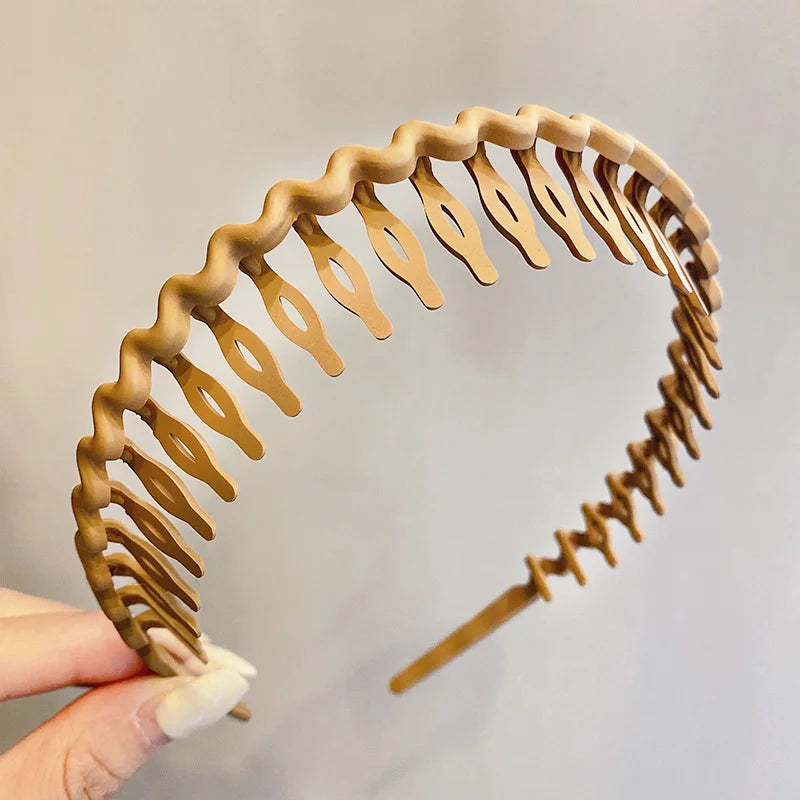 Elegant Solid Color Wave Hairbands For Women Trendy Toothed Non-slip Hair Combs Hair Accessories Girl Face Wash Sports Headbands