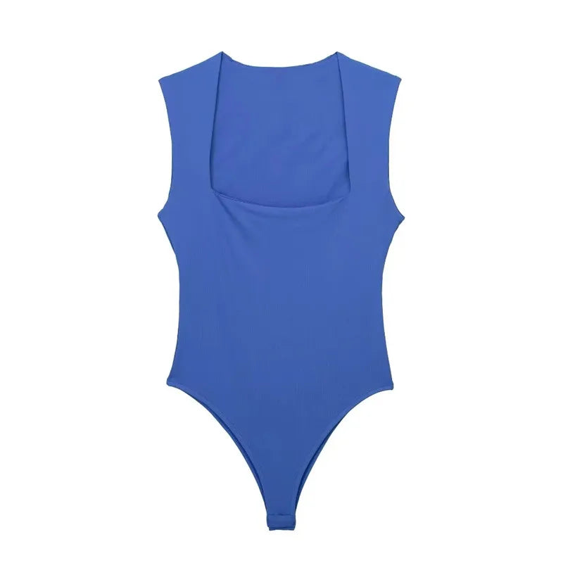 MUJER Woman Black Body Sleeveless Bodysuit Women Square Neck Sexy Lingerie For Women Body Wide Straps Bodycon Summer 2026 Tops