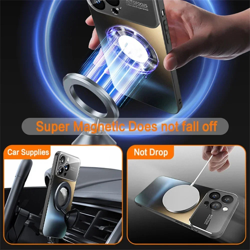 iPhone 16 15 14 Plus 13 12 11 Pro Max Phone Case Magsafe Magnetic Matte Clear Exposed Logo Cover Funda