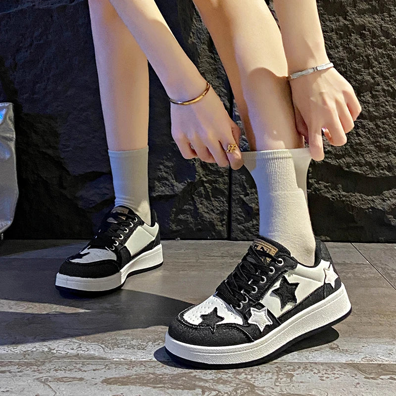 Summer Women's Sneakers New Star Thick Bottom Flat Patchwork Color Ladies Casual Shoes Fashion Anti-slip Women Vulcanize Shoes