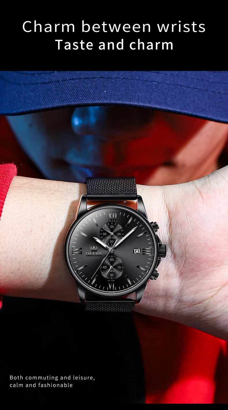 OLEVS 2886 Mens Watch Business Luxury Quartz Watch Waterproof Luminous Watch For Man  Multifunctional Chronograph Watch Original