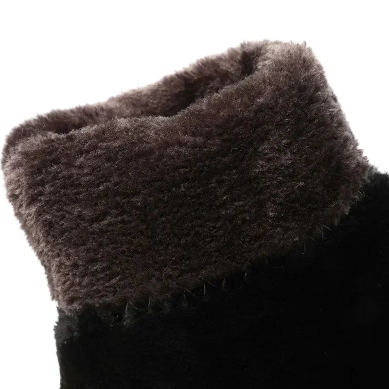 Waterproof Winter Shoes Woman Snow Boots 2026 Warm Fur Plush Casual Wedge Knee High Boots Girls Black White Rain Shoes Ladies