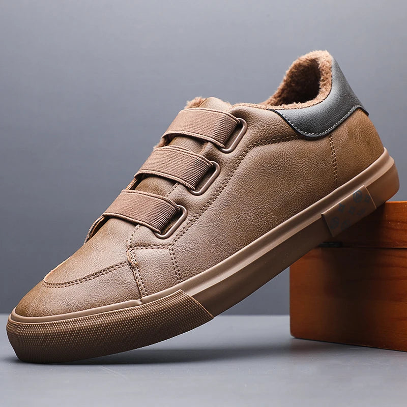 Men Leather Casual Warm Shoes Loafers Shoes Comfortable Anti-Slip Outdoor Lace Up Sneakers Fashion Retro Leisure BD25034