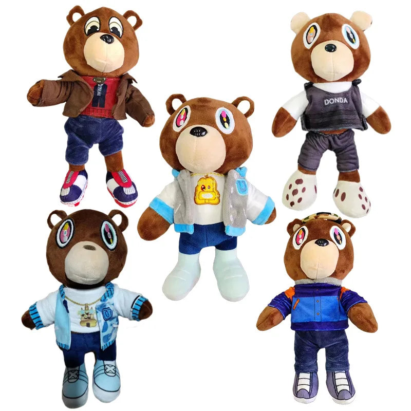 1pcsCute Kanye Dropout Bear Plush Dolls Kanye West Graduation Soft Stuffed Home Room Decor Dolls For Kid Birthday Christmas Gift