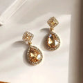 Korean Style Oval Water Drop Stone Ear Clip Earrings Baroque Pearl Rhinestone Ear Clip Earrings Without Piercing for Women