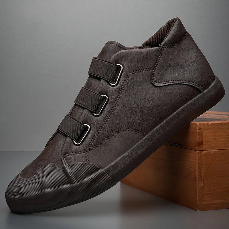 Men's Leather Casual Shoes Breathable Trend Pu Leather Men Wear-Resistant Designer Sneakers British Wild Simple Flats BD20245