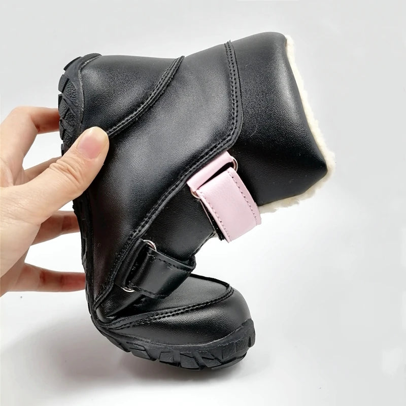 ZZFABER Girls Barefoot Boots Warm Soft  Winter Shoes for Girls Flexible Snow Boots